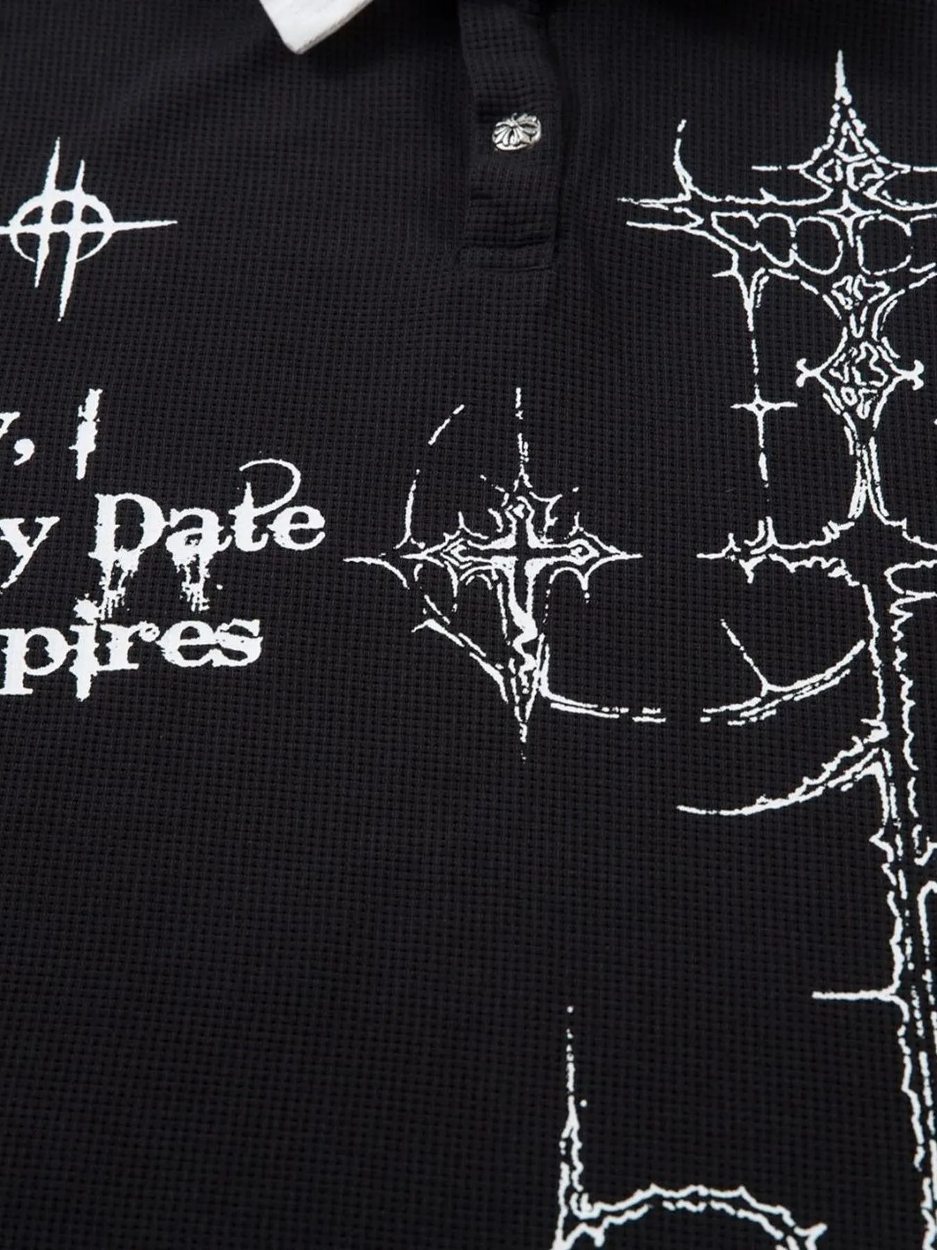 Men's Gothic Cross Graphic Contrast Collar Polo - My Wear Clothing Co