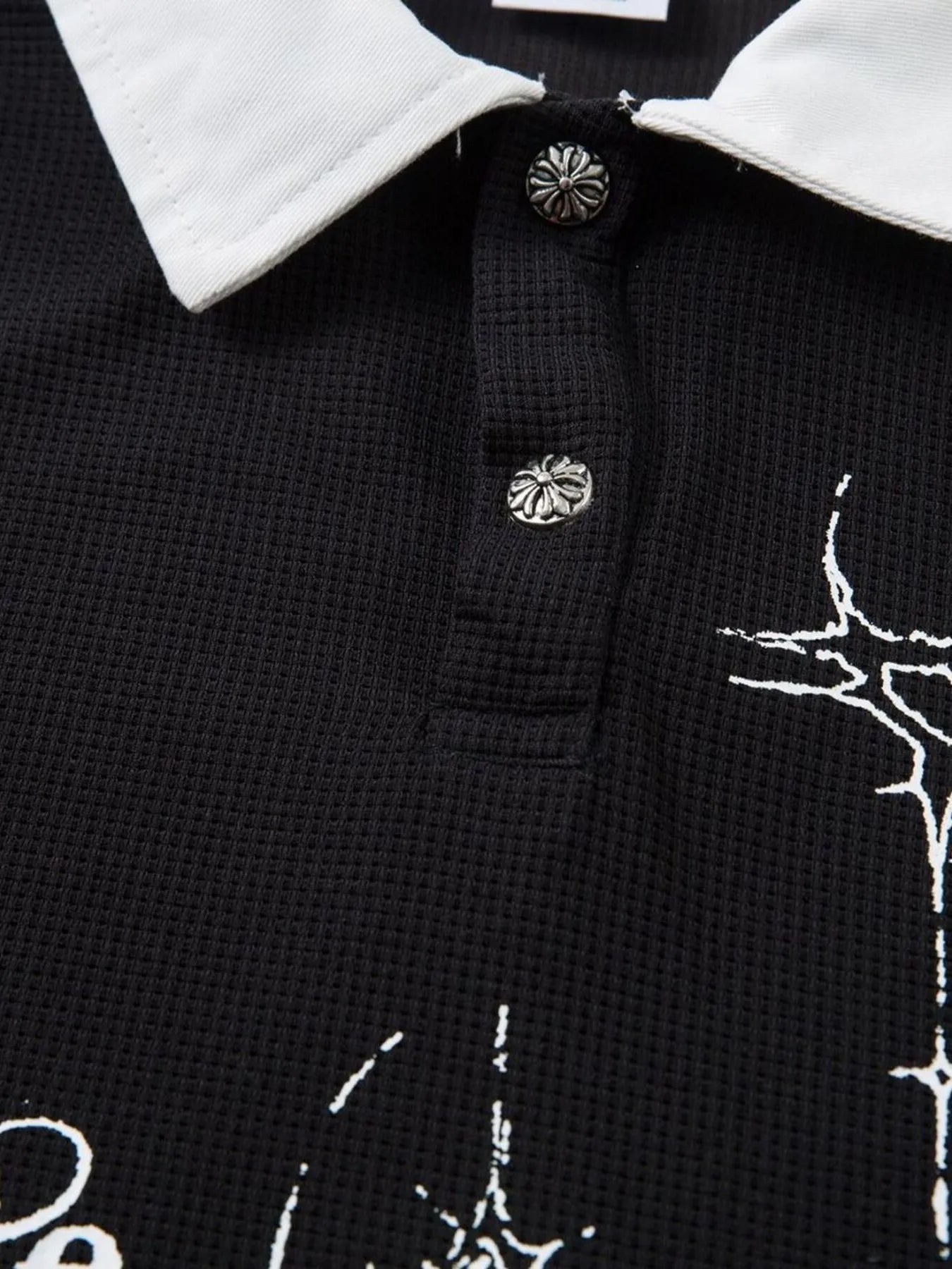 Men's Gothic Cross Graphic Contrast Collar Polo - My Wear Clothing Co