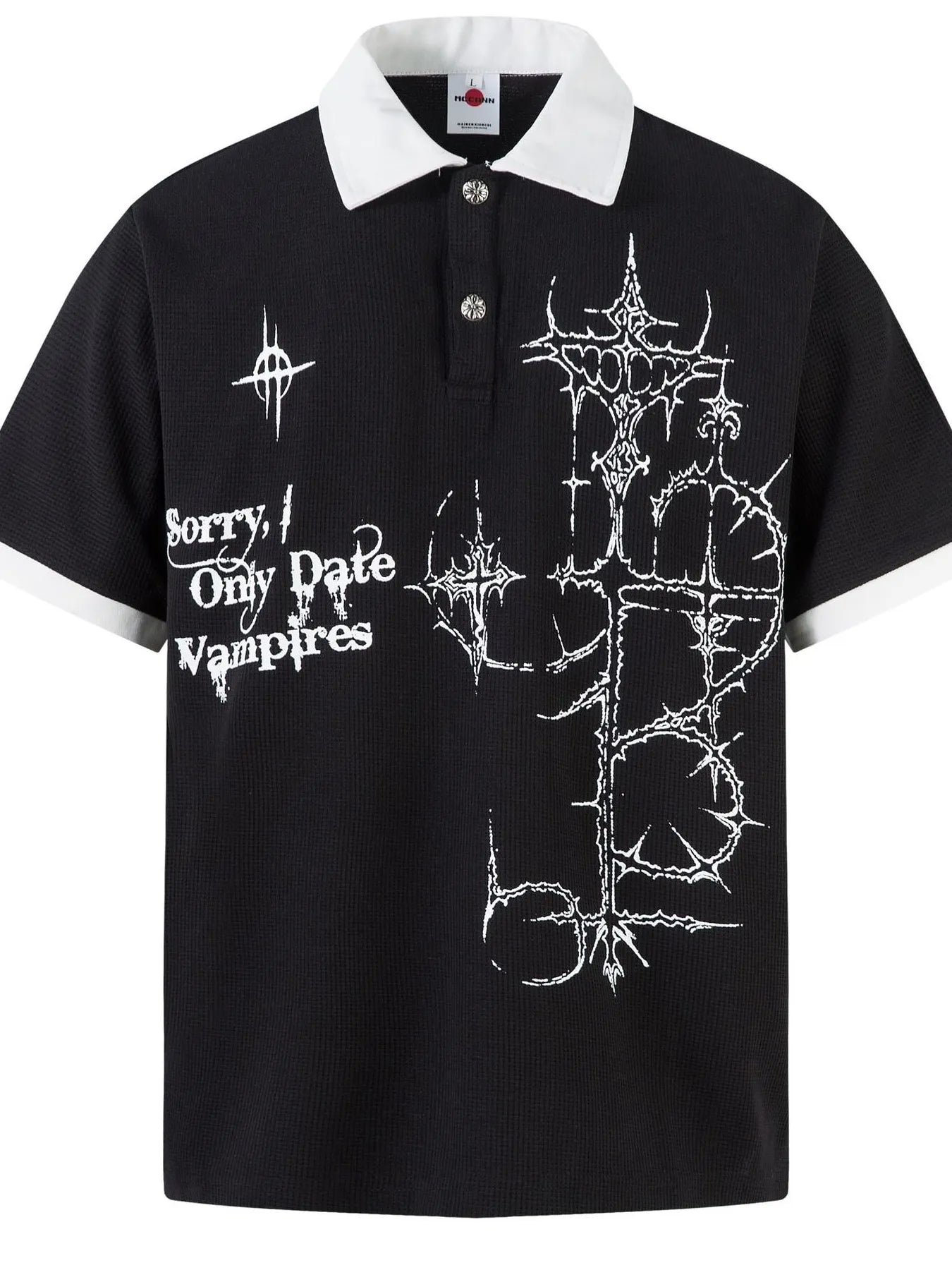 Men's Gothic Cross Graphic Contrast Collar Polo - My Wear Clothing Co