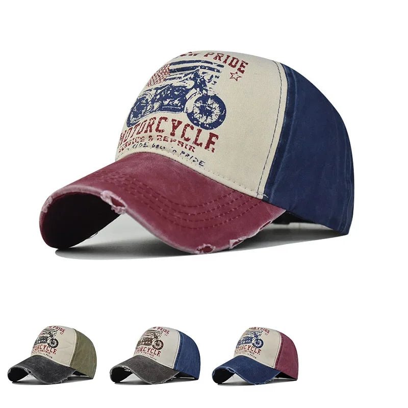 Men's Graffiti Motorcycle Baseball Cap – Washed Cotton Snapback for Summer Streetwear - My Wear Clothing Co
