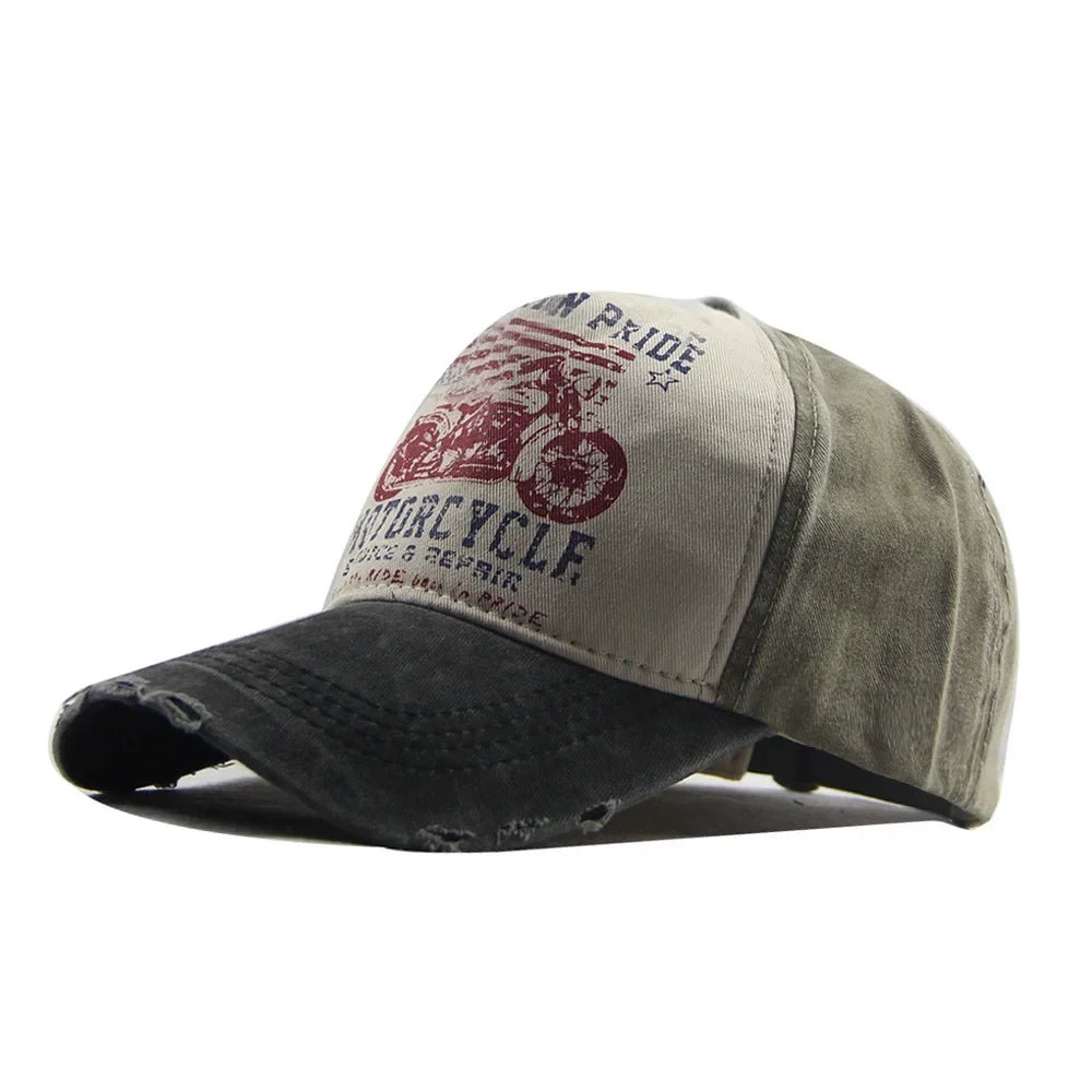 Men's Graffiti Motorcycle Baseball Cap – Washed Cotton Snapback for Summer Streetwear - My Wear Clothing Co