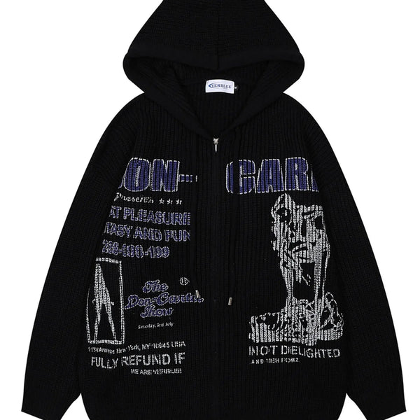 Men's Graphic Zip - Up Hooded Cardigan - My Wear Clothing Co