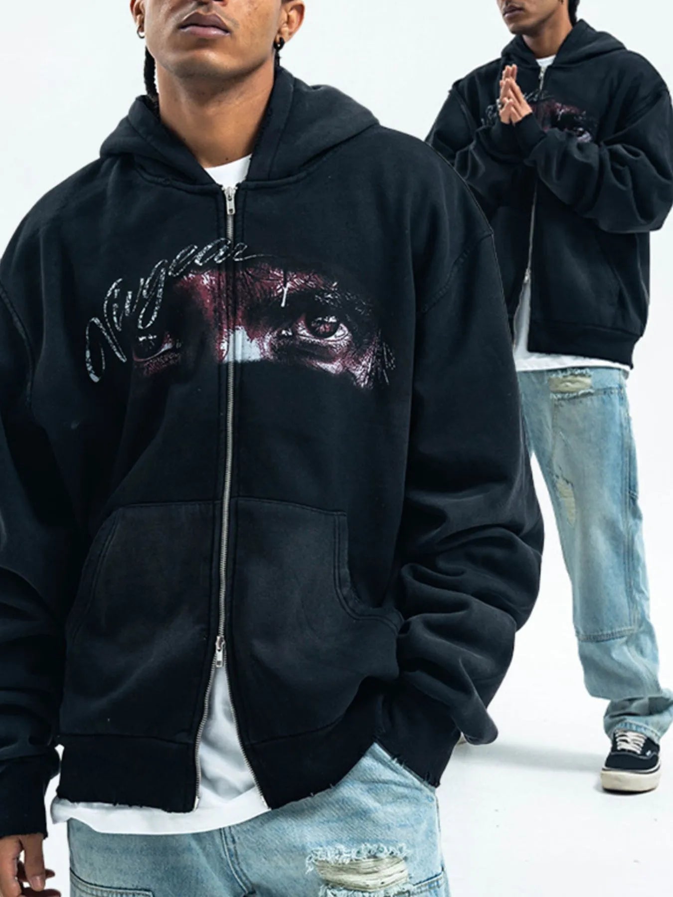 Men's Graphic Zip - Up Hoodie with Pockets - My Wear Clothing Co