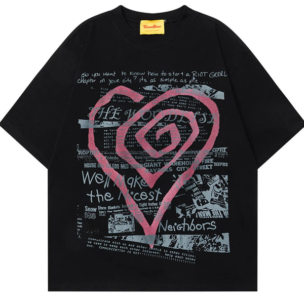 Men's Heart Graphic Round Neck Short Sleeve T-Shirt - My Wear Clothing Co