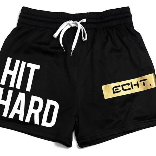 Men’s Hit Hard Graphic Drawstring Breathable Active Shorts - My Wear Clothing Co