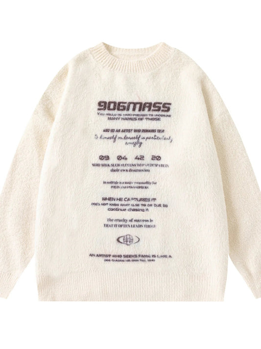 Men's Letter Crew Neck Long Sleeve Knit Sweater - My Wear Clothing Co