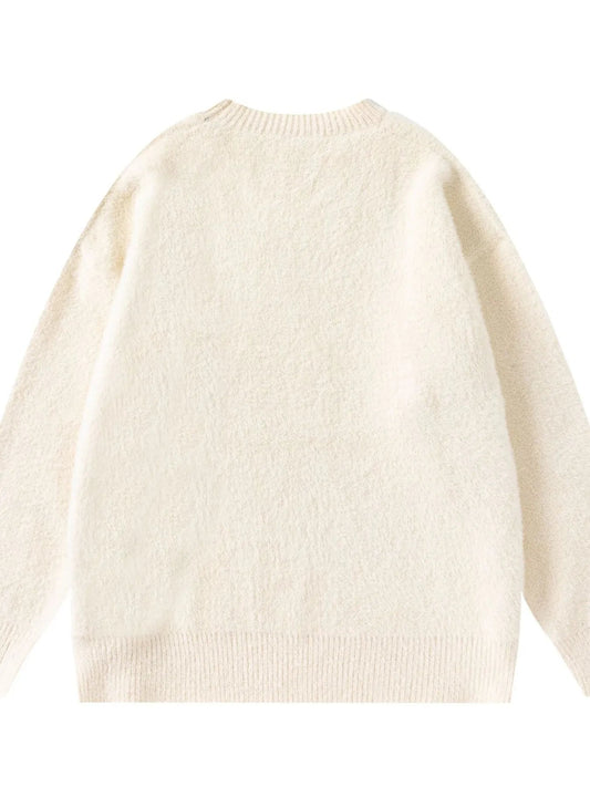 Men's Letter Crew Neck Long Sleeve Knit Sweater - My Wear Clothing Co