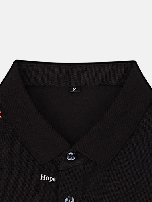 Men's Letter Embroidered Collared Neck Polo - My Wear Clothing Co