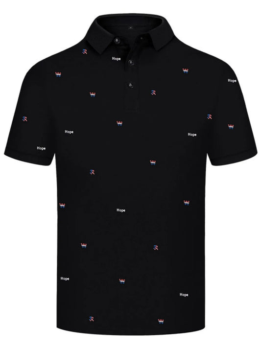 Men's Letter Embroidered Collared Neck Polo - My Wear Clothing Co