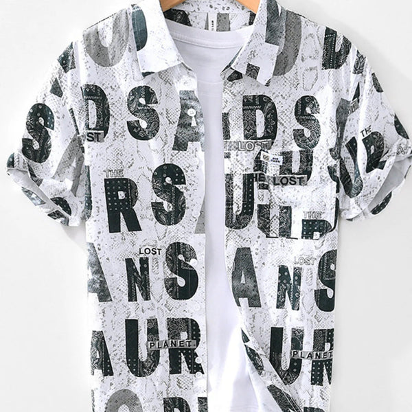 Men's Letter Print Short Sleeve Shirt - My Wear Clothing Co