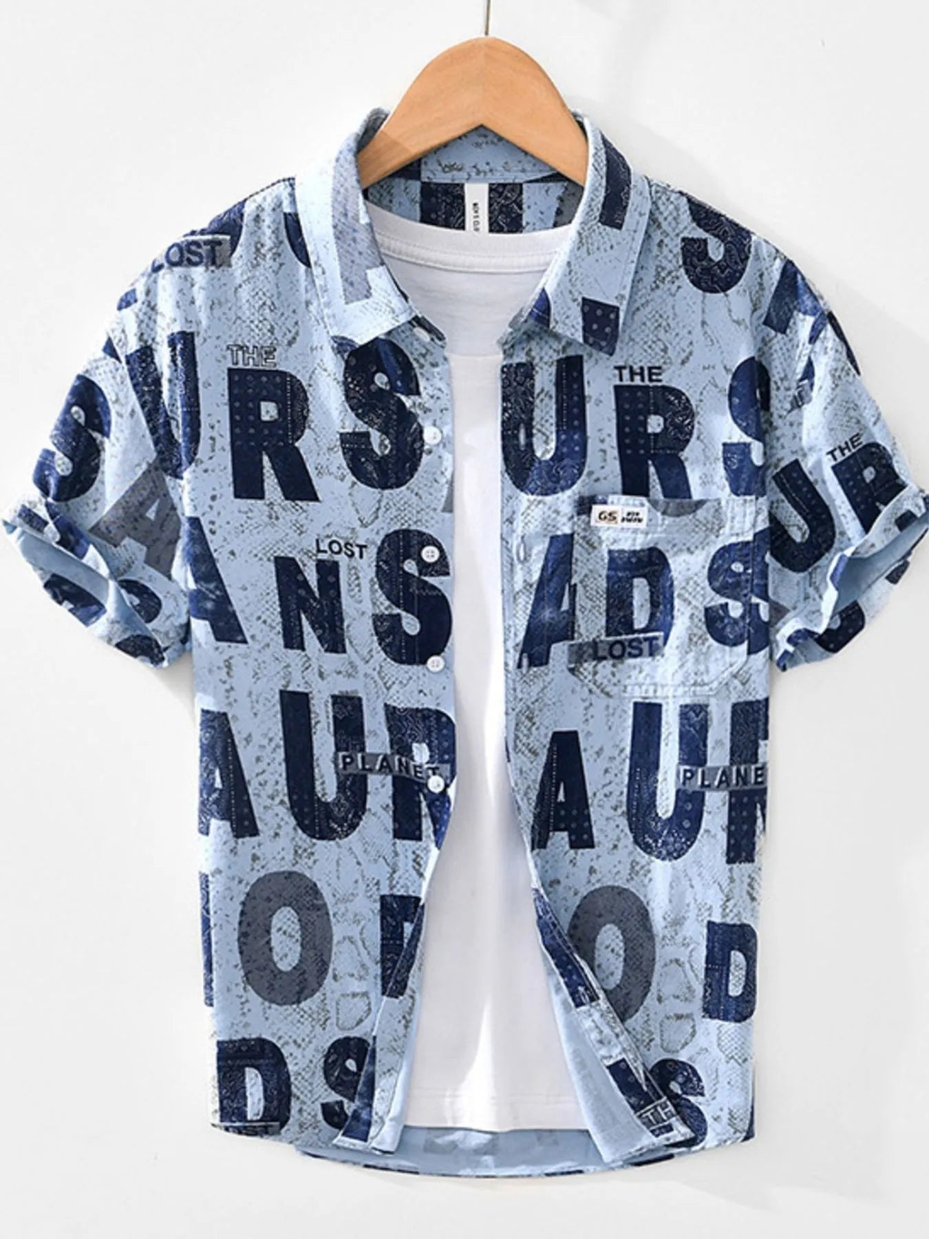 Men's Letter Print Short Sleeve Shirt - My Wear Clothing Co