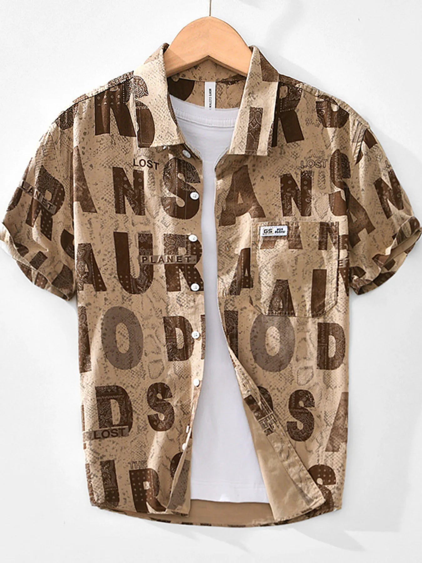 Men's Letter Print Short Sleeve Shirt - My Wear Clothing Co