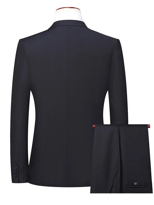 Men’s Navy Lapel Collar Blazer & Pants Suit Set – My Wear - My Wear Clothing Co