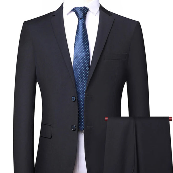 Men’s Navy Lapel Collar Blazer & Pants Suit Set – My Wear - My Wear Clothing Co
