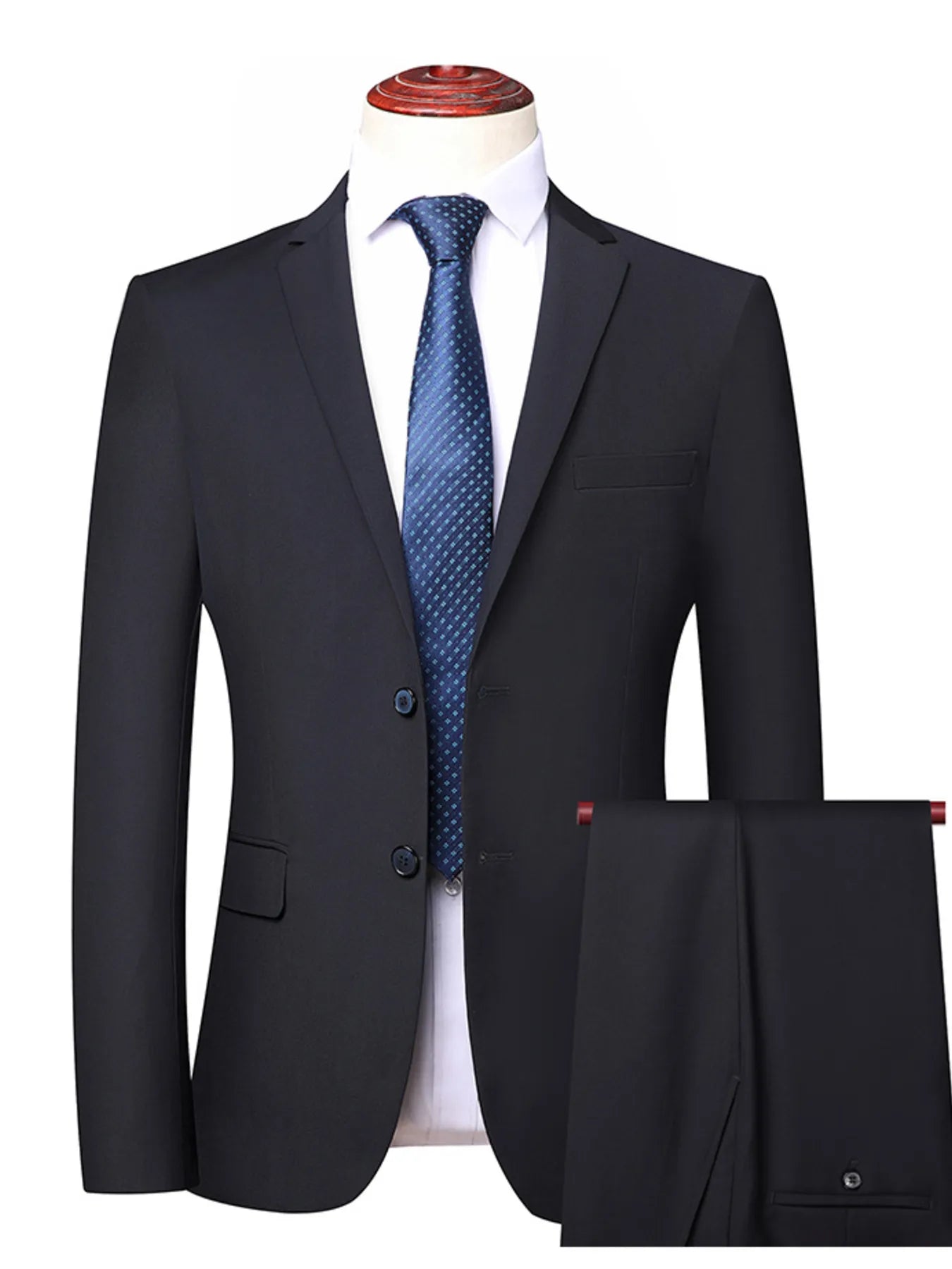 Men’s Navy Lapel Collar Blazer & Pants Suit Set – My Wear - My Wear Clothing Co