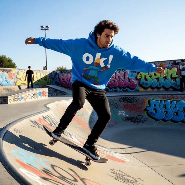 Men's OK Graphic Print Long Sleeve Hoodie - My Wear Clothing Co