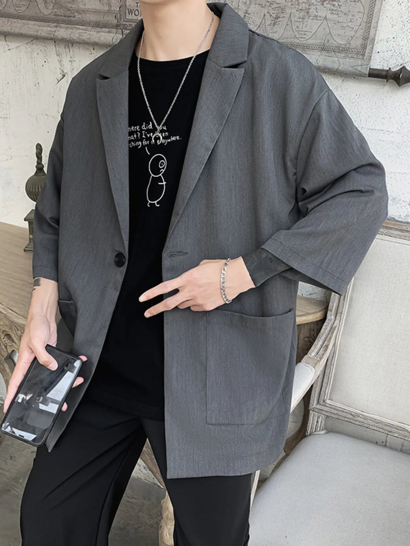 Men's One Button Long Sleeve Blazer – Effortless Edge, Everyday Cool - My Wear Clothing Co