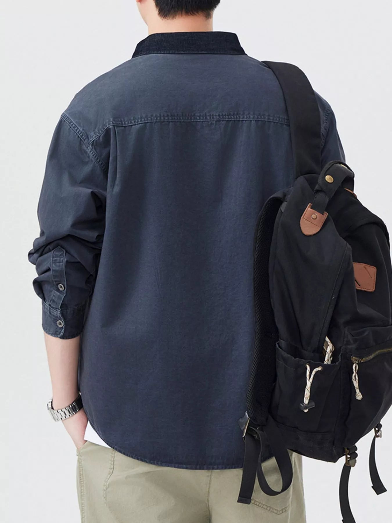 Men's Plus Size Button Up Shacket with Dual Chest Pockets - My Wear Clothing Co