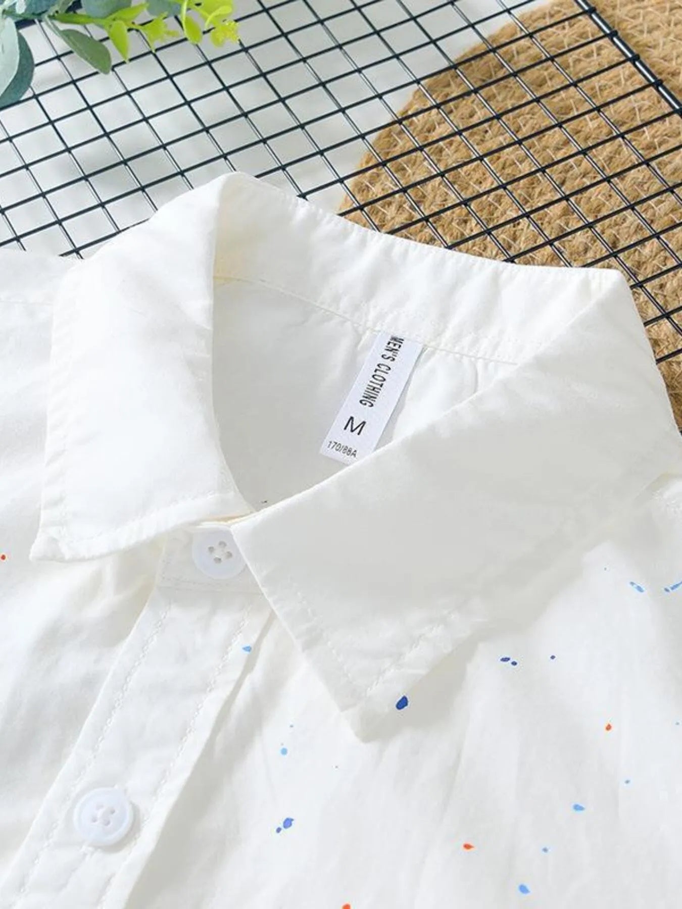 Men's Plus Size Casual Paint Splatter Short Sleeve Button - Up Shirt - My Wear Clothing Co