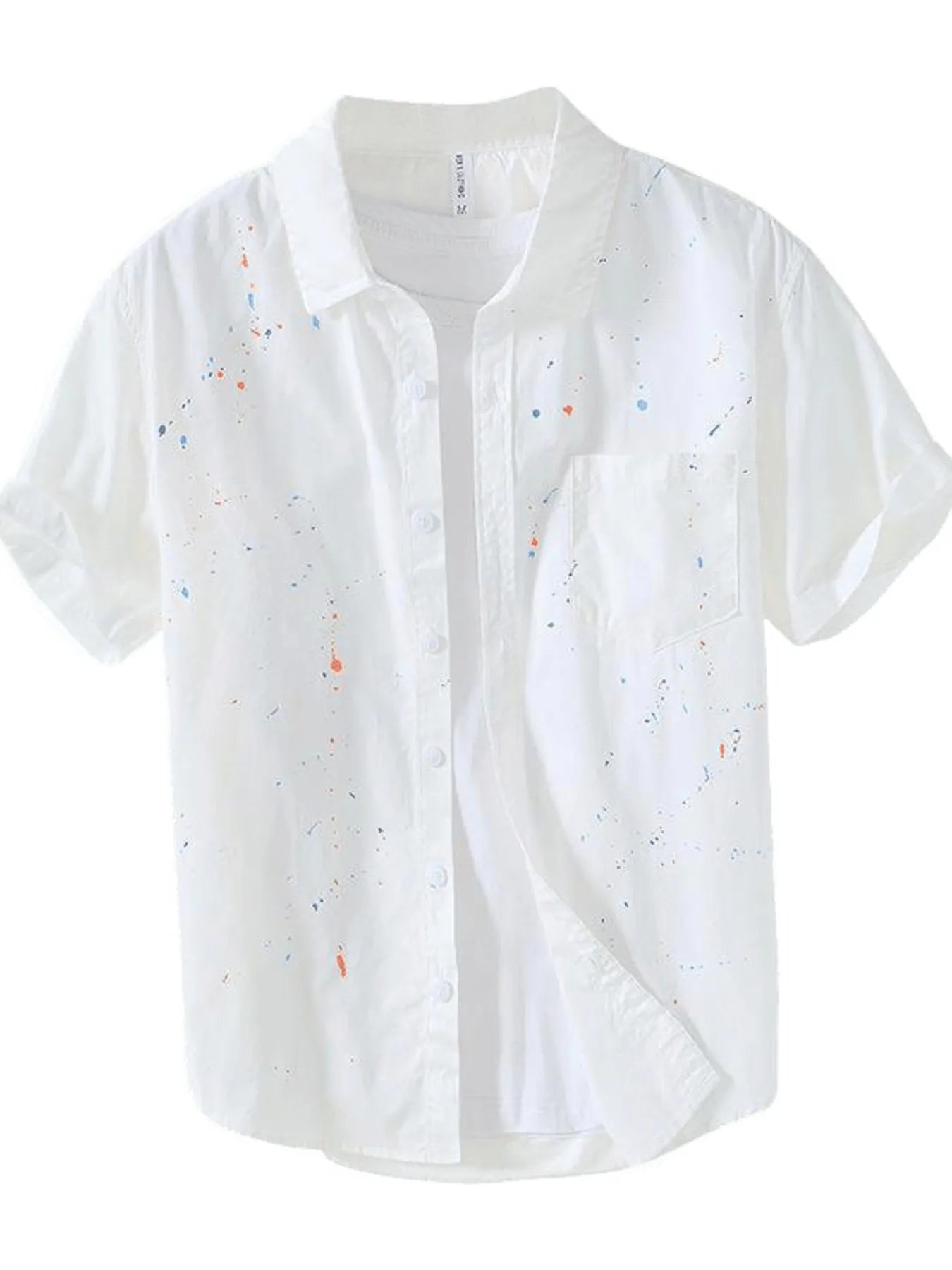 Men's Plus Size Casual Paint Splatter Short Sleeve Button - Up Shirt - My Wear Clothing Co
