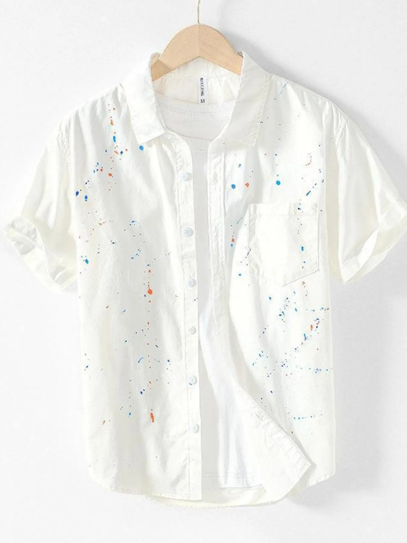 Men's Plus Size Casual Paint Splatter Short Sleeve Button - Up Shirt - My Wear Clothing Co