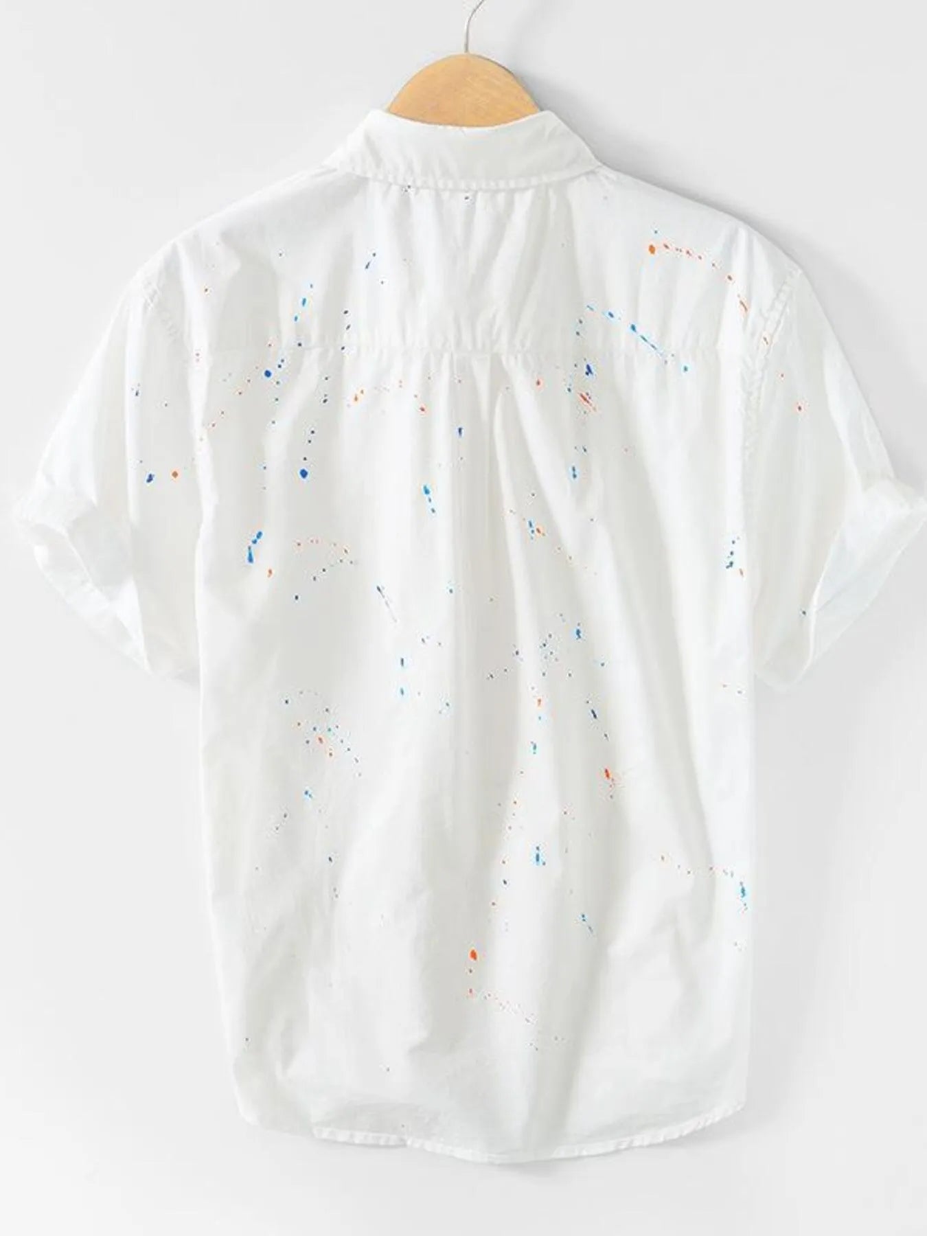 Men's Plus Size Casual Paint Splatter Short Sleeve Button - Up Shirt - My Wear Clothing Co