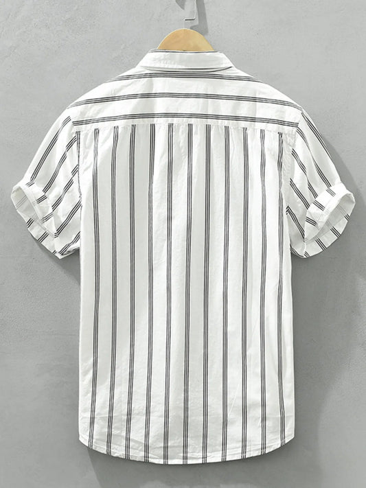 Men's Plus Size Classic Striped Short Sleeve Button - Up Shirt - My Wear Clothing Co