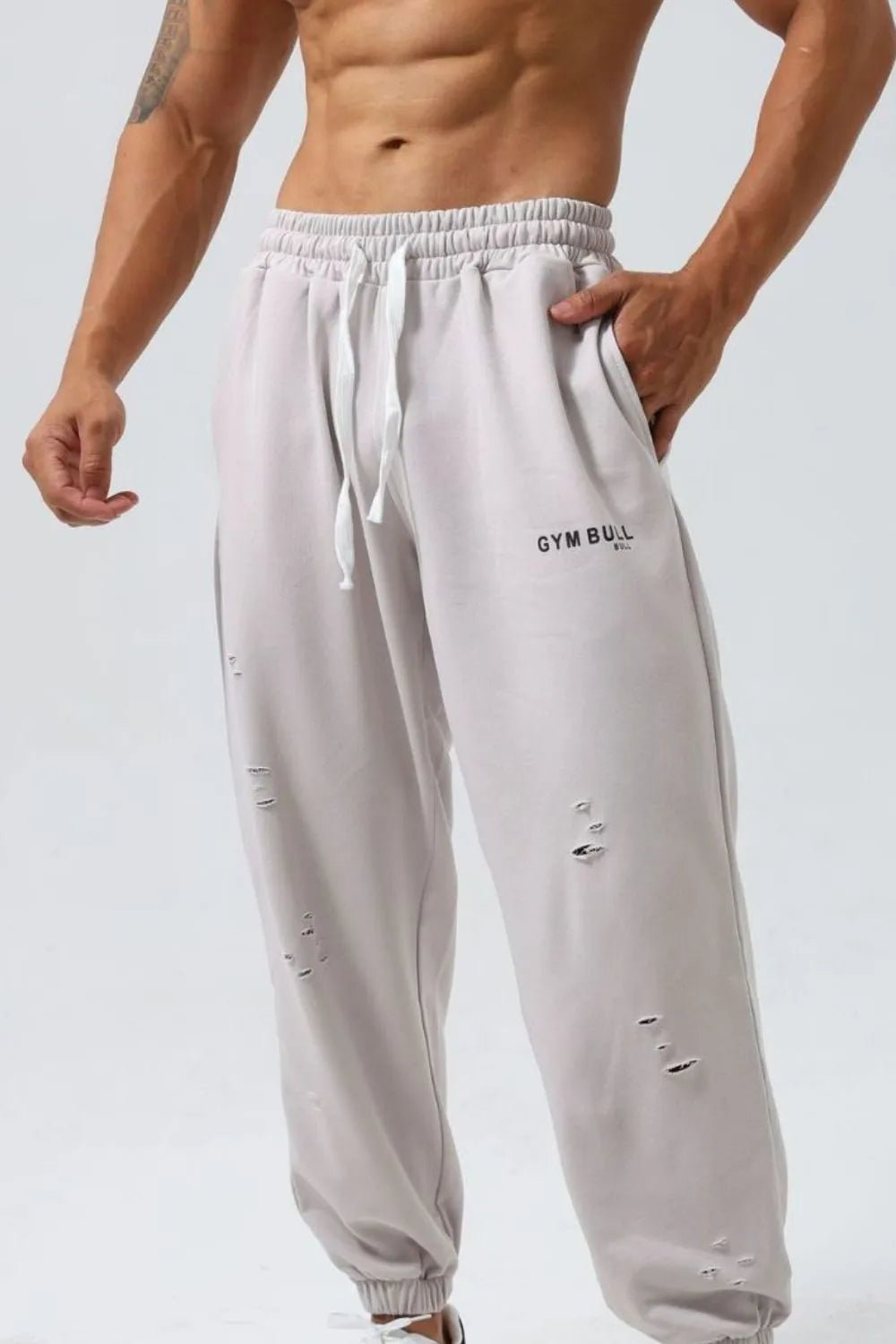 Men's Plus Size Distressed Drawstring Joggers - My Wear Clothing Co