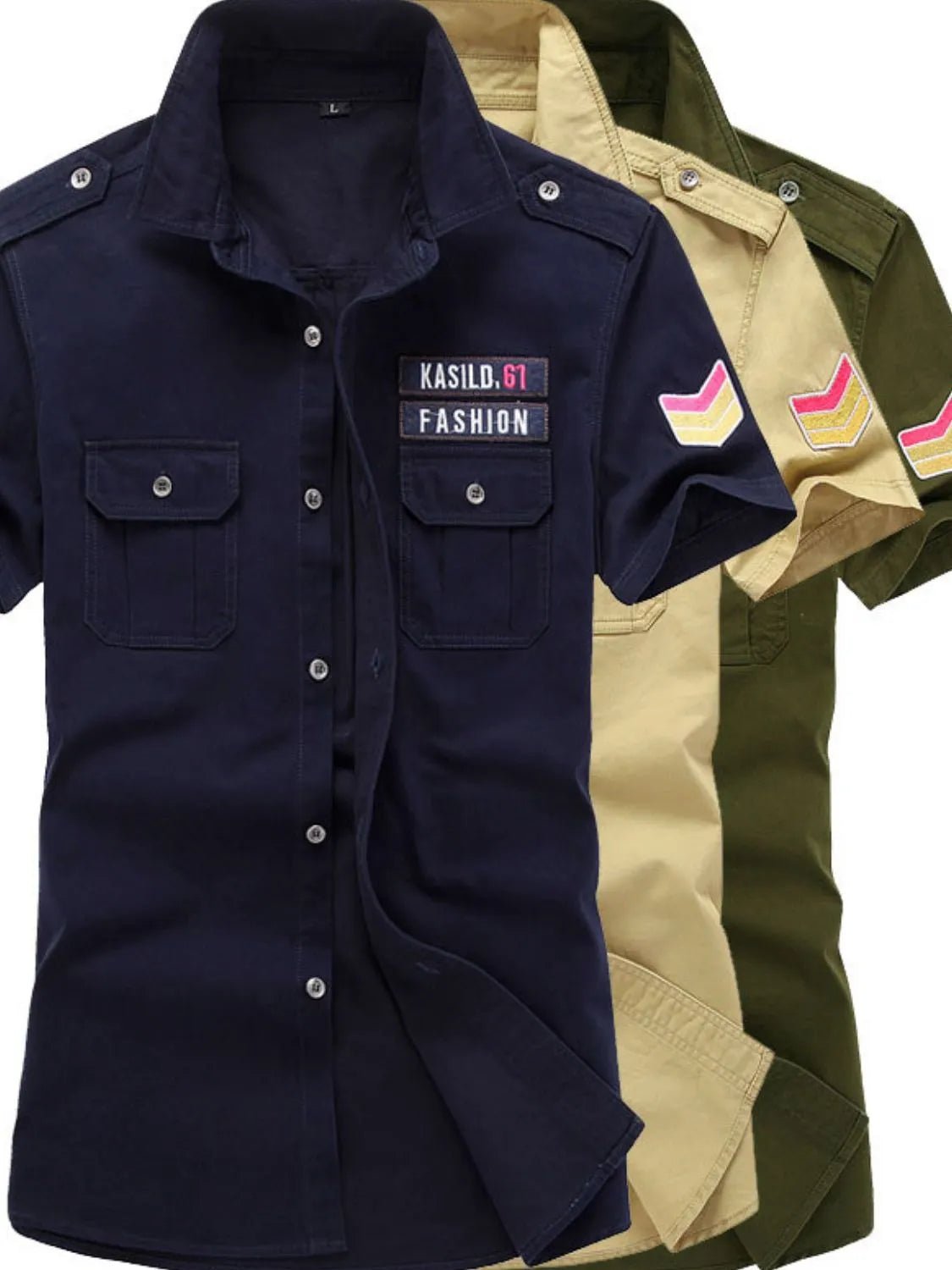 Men's Plus Size Embroidered Collared Neck Short Sleeve Shirt - My Wear Clothing Co