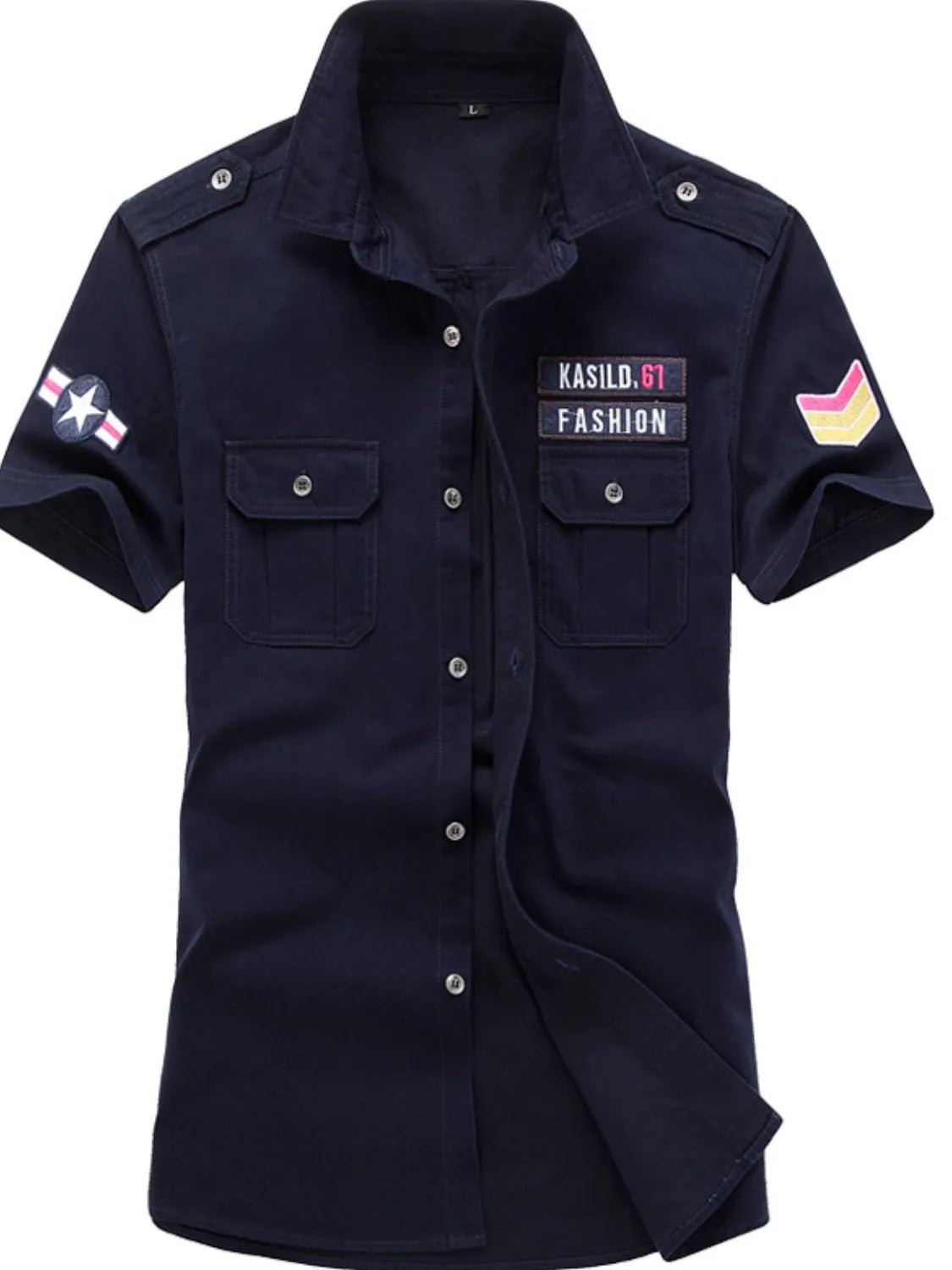 Men's Plus Size Embroidered Collared Neck Short Sleeve Shirt - My Wear Clothing Co