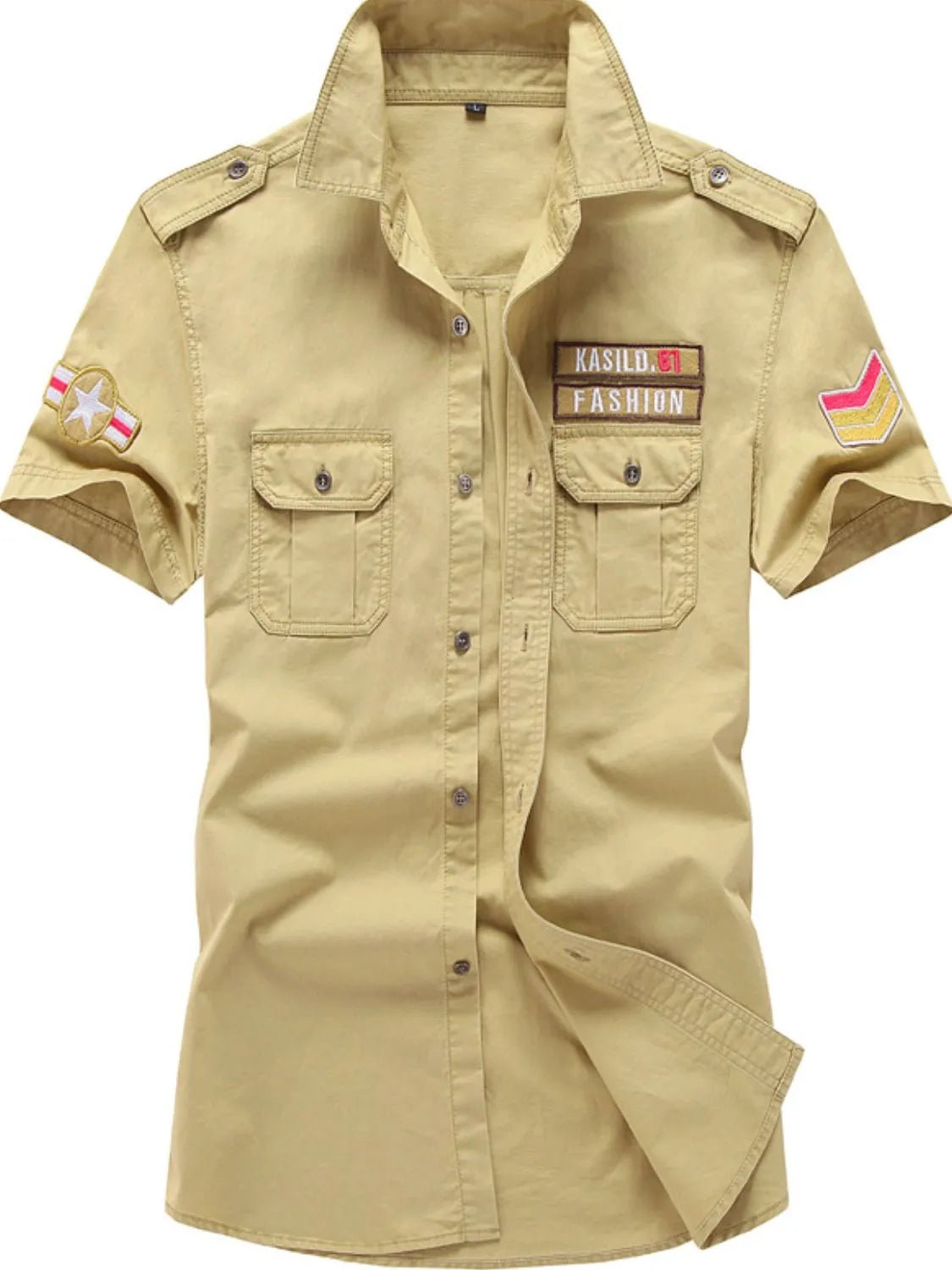 Men's Plus Size Embroidered Collared Neck Short Sleeve Shirt - My Wear Clothing Co