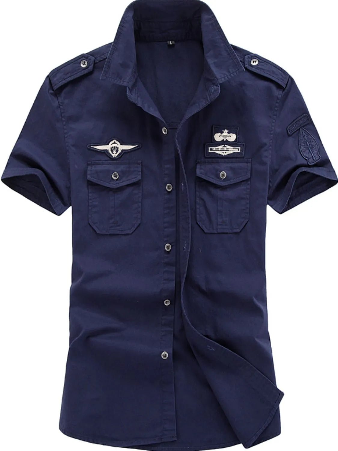 Men's Plus Size Embroidered Collared Neck Short Sleeve Shirt - My Wear Clothing Co