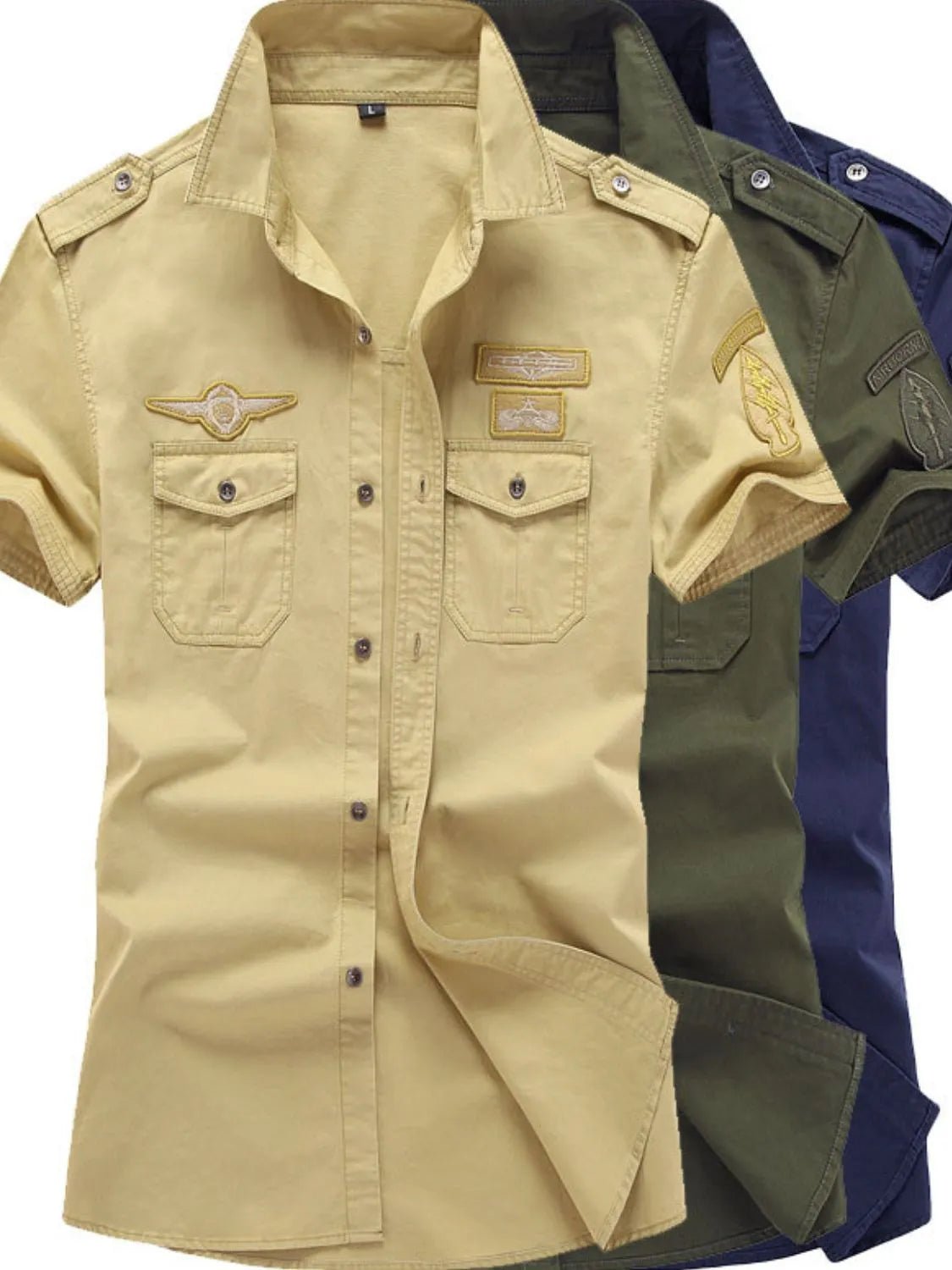 Men's Plus Size Embroidered Collared Neck Short Sleeve Shirt - My Wear Clothing Co