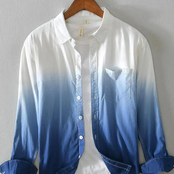 Men's Plus Size Gradient Button Up Long Sleeve Shirt - My Wear Clothing Co