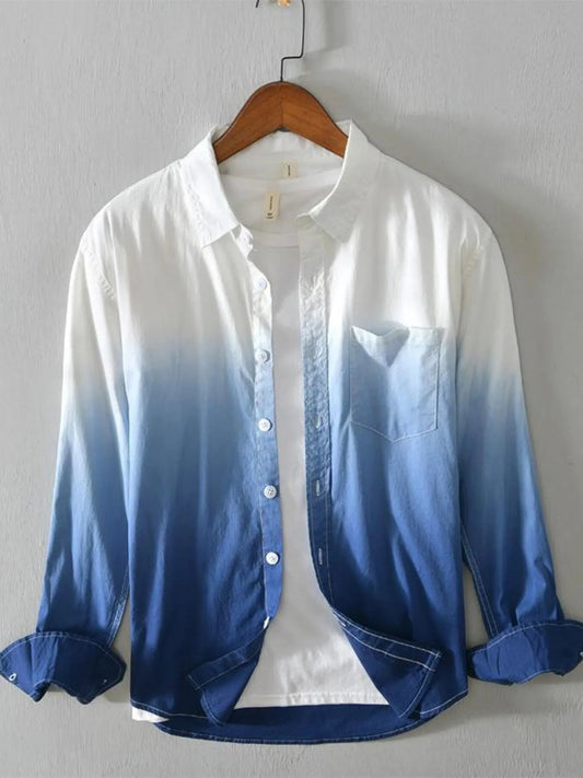 Men's Plus Size Gradient Button Up Long Sleeve Shirt - My Wear Clothing Co