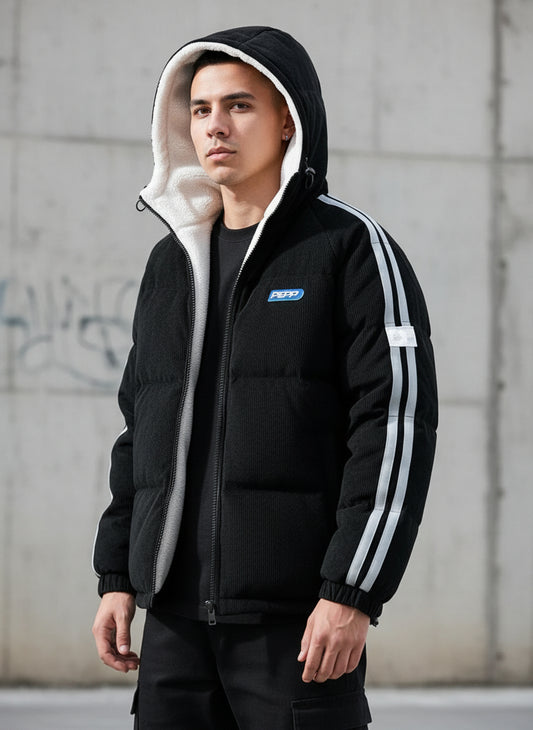 Men’s Hooded Zip Up Padded Jacket Thick Winter Coat Pocketed &amp; Zipper M–4XL