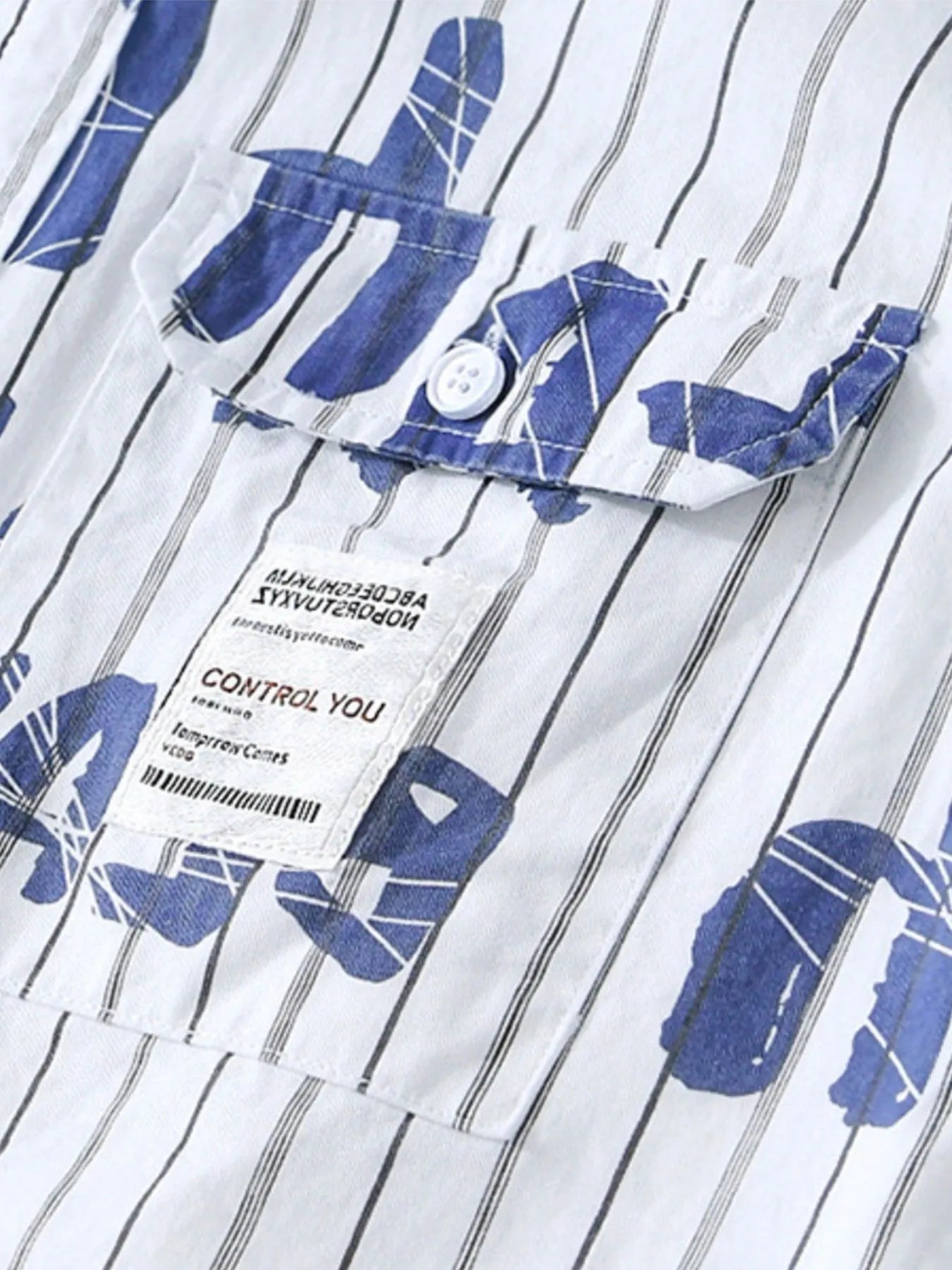 Men's Plus Size Letter Print Striped Short Sleeve Casual Shirt - My Wear Clothing Co