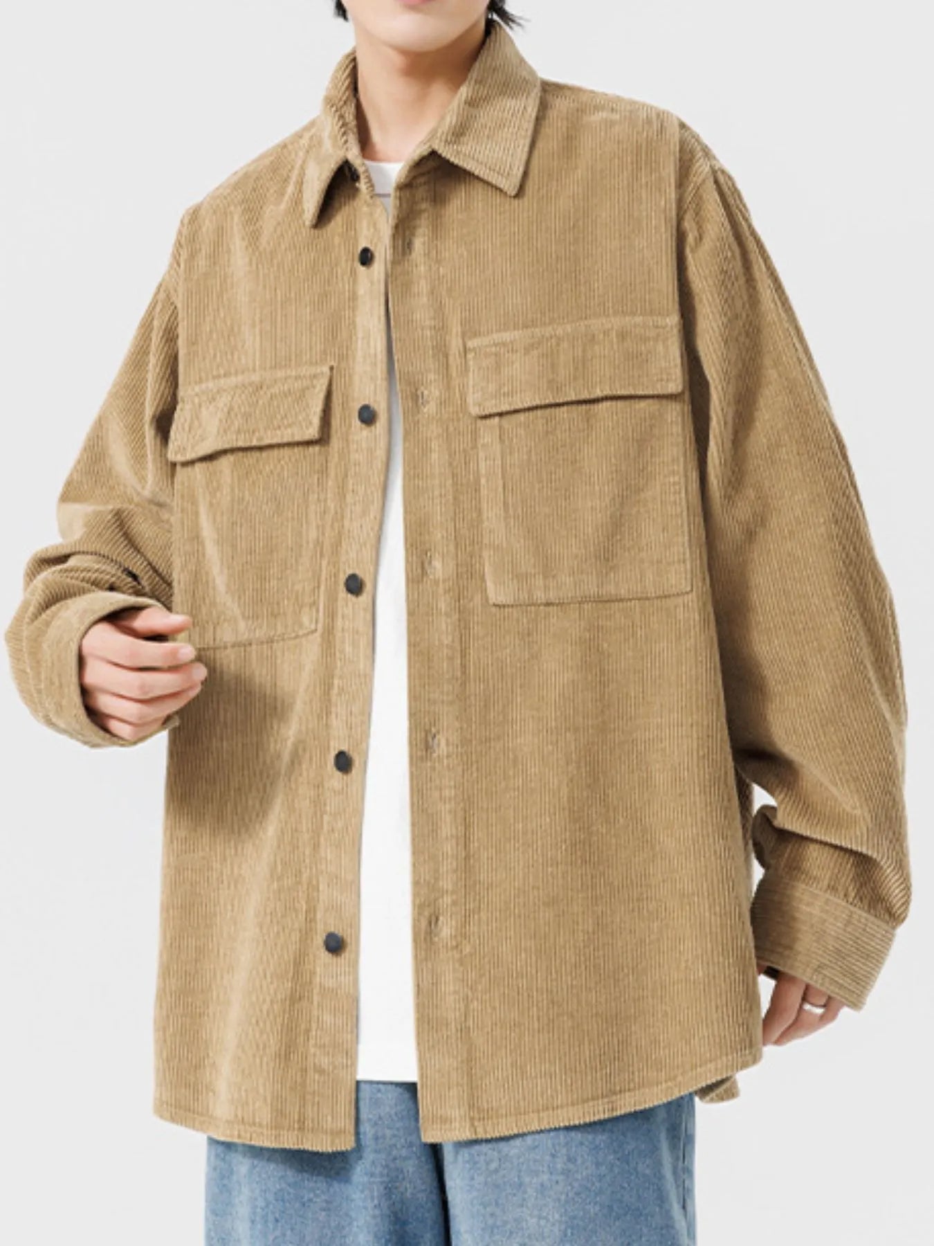 Men's Plus Size Oversized Button Up Corduroy Shirt - My Wear Clothing Co
