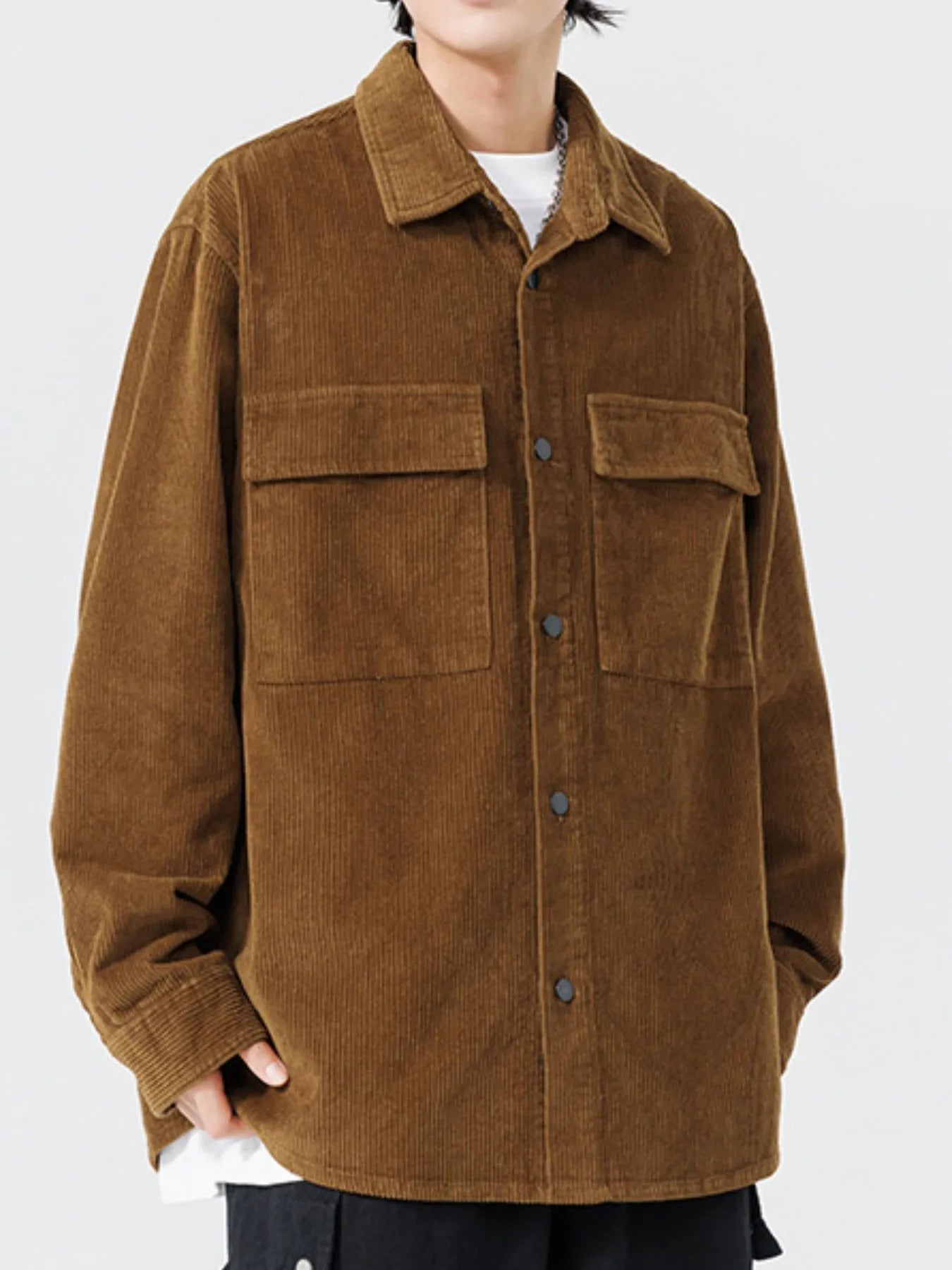 Men's Plus Size Oversized Button Up Corduroy Shirt - My Wear Clothing Co