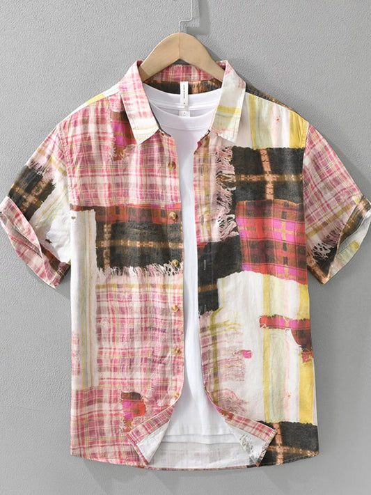 Men's Plus Size Plaid Short Sleeve Button - Up Shirt for Summer Fun - My Wear Clothing Co
