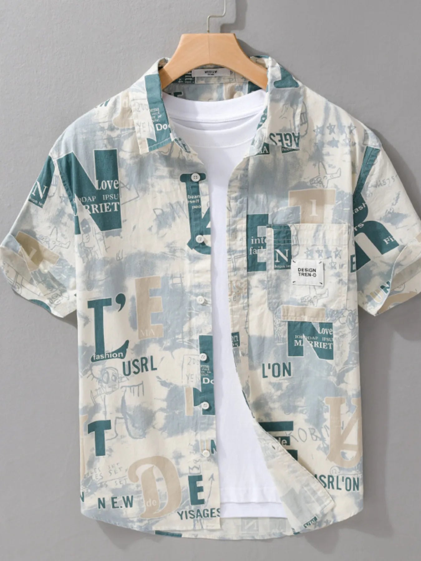 Men's Plus Size Printed Button - Up Short Sleeve Shirt - 100% Cotton - My Wear Clothing Co