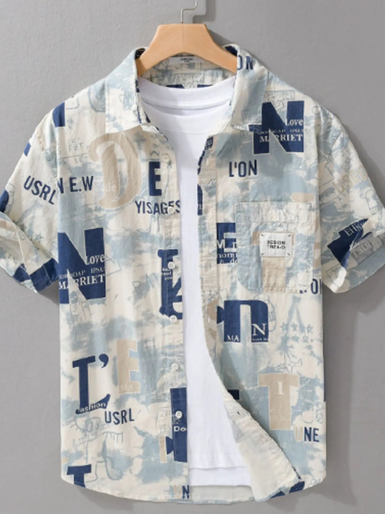 Men's Plus Size Printed Button - Up Short Sleeve Shirt - 100% Cotton - My Wear Clothing Co