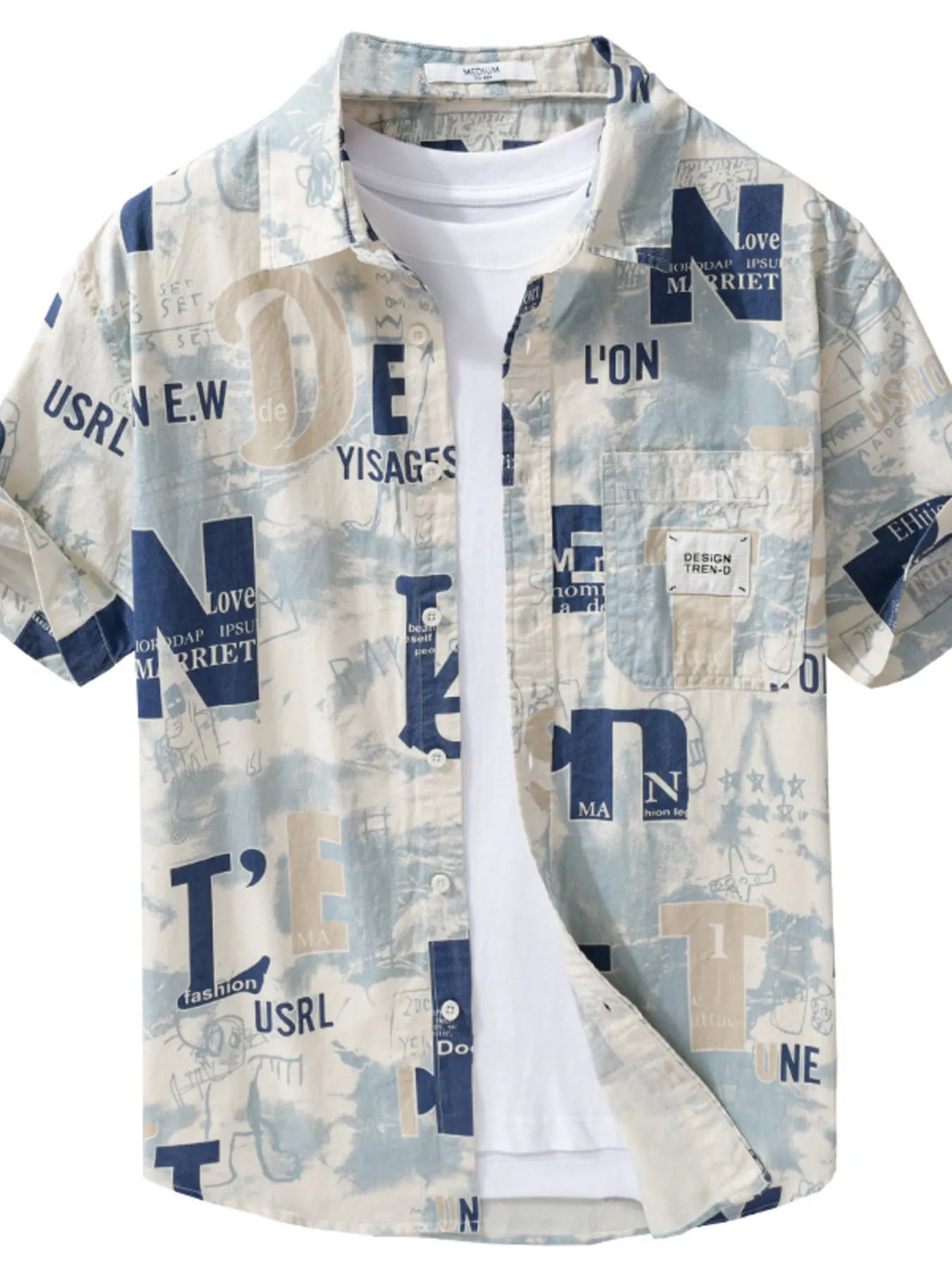 Men's Plus Size Printed Button - Up Short Sleeve Shirt - 100% Cotton - My Wear Clothing Co