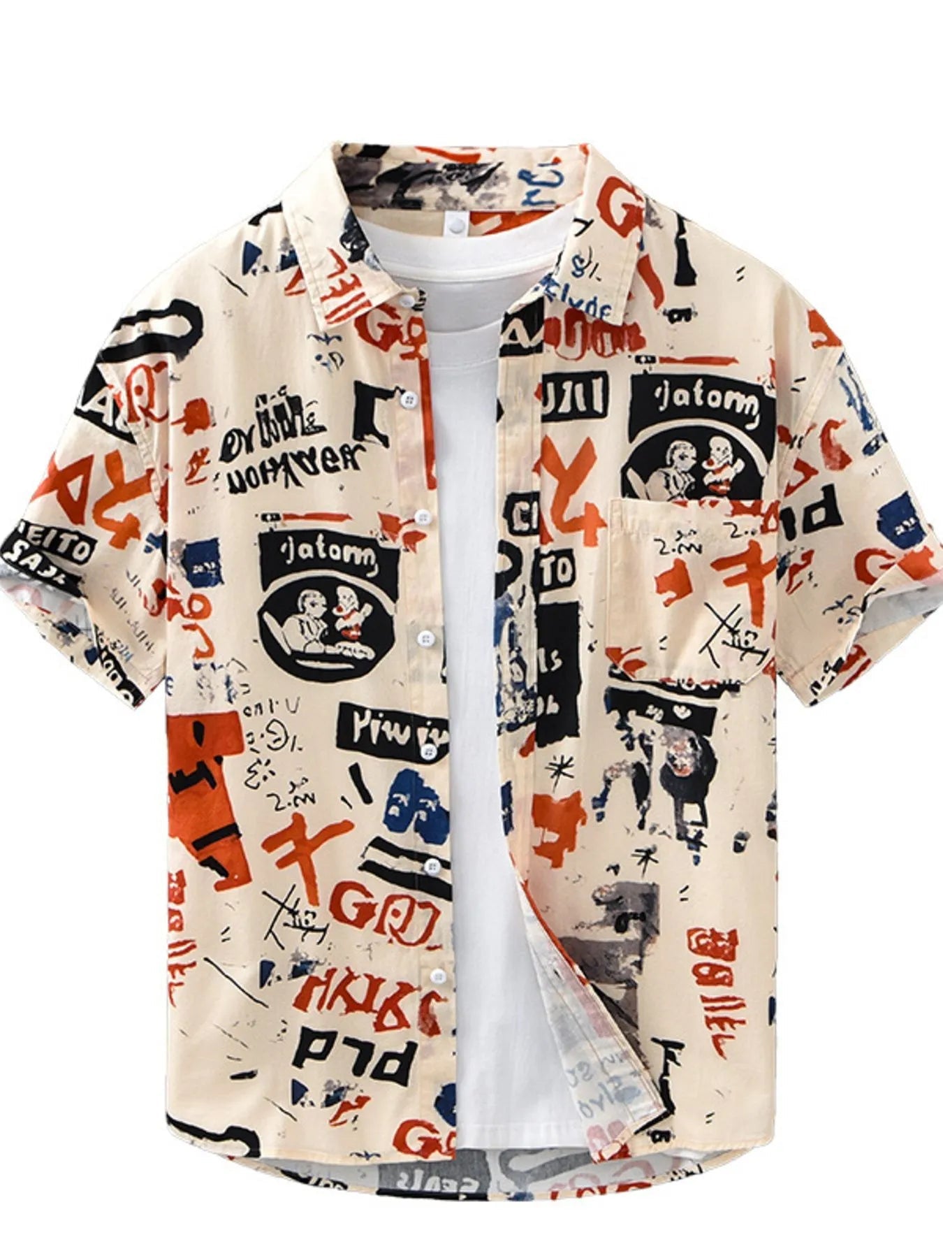 Men's Plus Size Printed Button Up Short Sleeve Shirt - My Wear Clothing Co