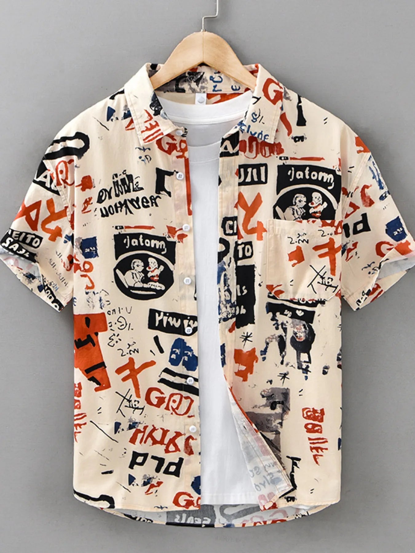 Men's Plus Size Printed Button Up Short Sleeve Shirt - My Wear Clothing Co