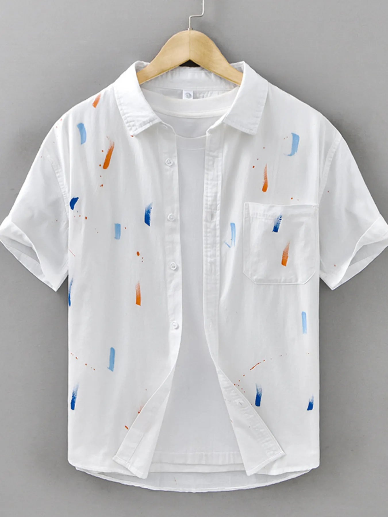 Men's Plus Size Printed Button Up Short Sleeve Shirt - My Wear Clothing Co