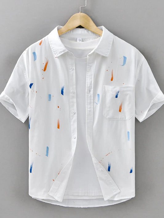 Men's Plus Size Printed Button Up Short Sleeve Shirt - My Wear Clothing Co