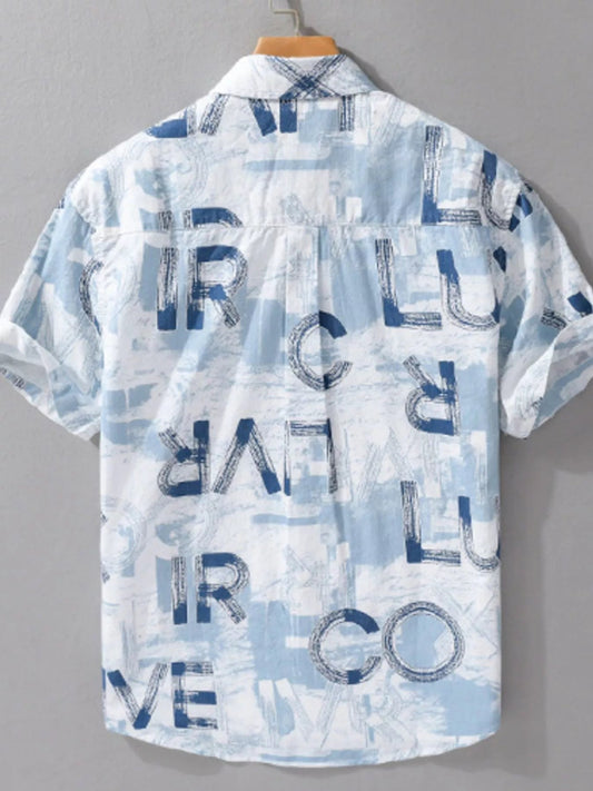 Men's Plus Size Printed Button Up Short Sleeve Shirt - My Wear Clothing Co