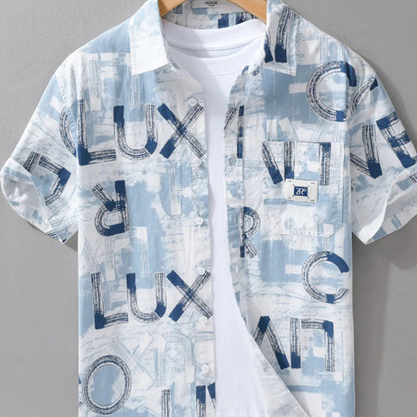 Men's Plus Size Printed Button Up Short Sleeve Shirt - My Wear Clothing Co