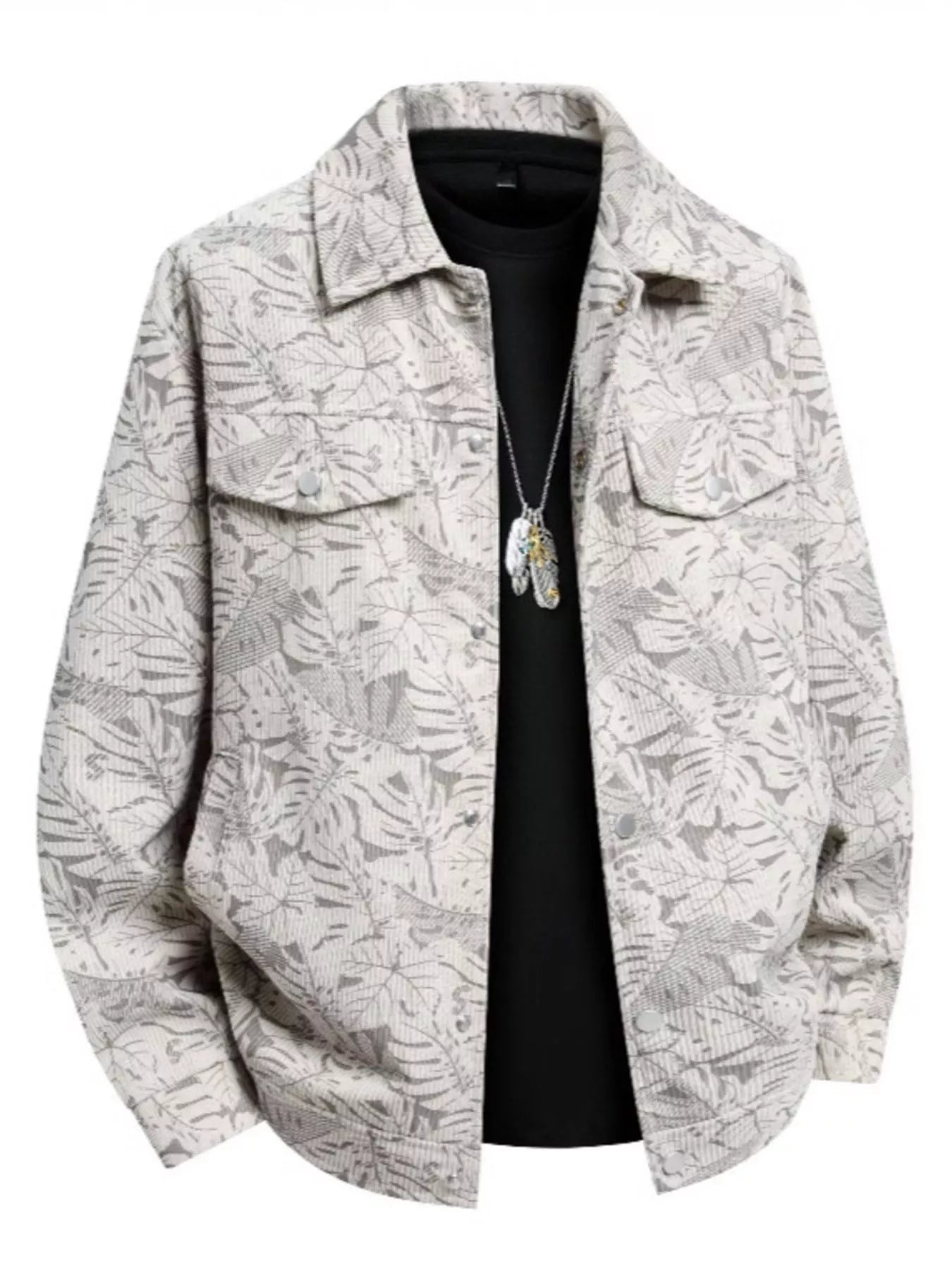 Men's Plus Size Printed Snap Down Casual Jacket - My Wear Clothing Co